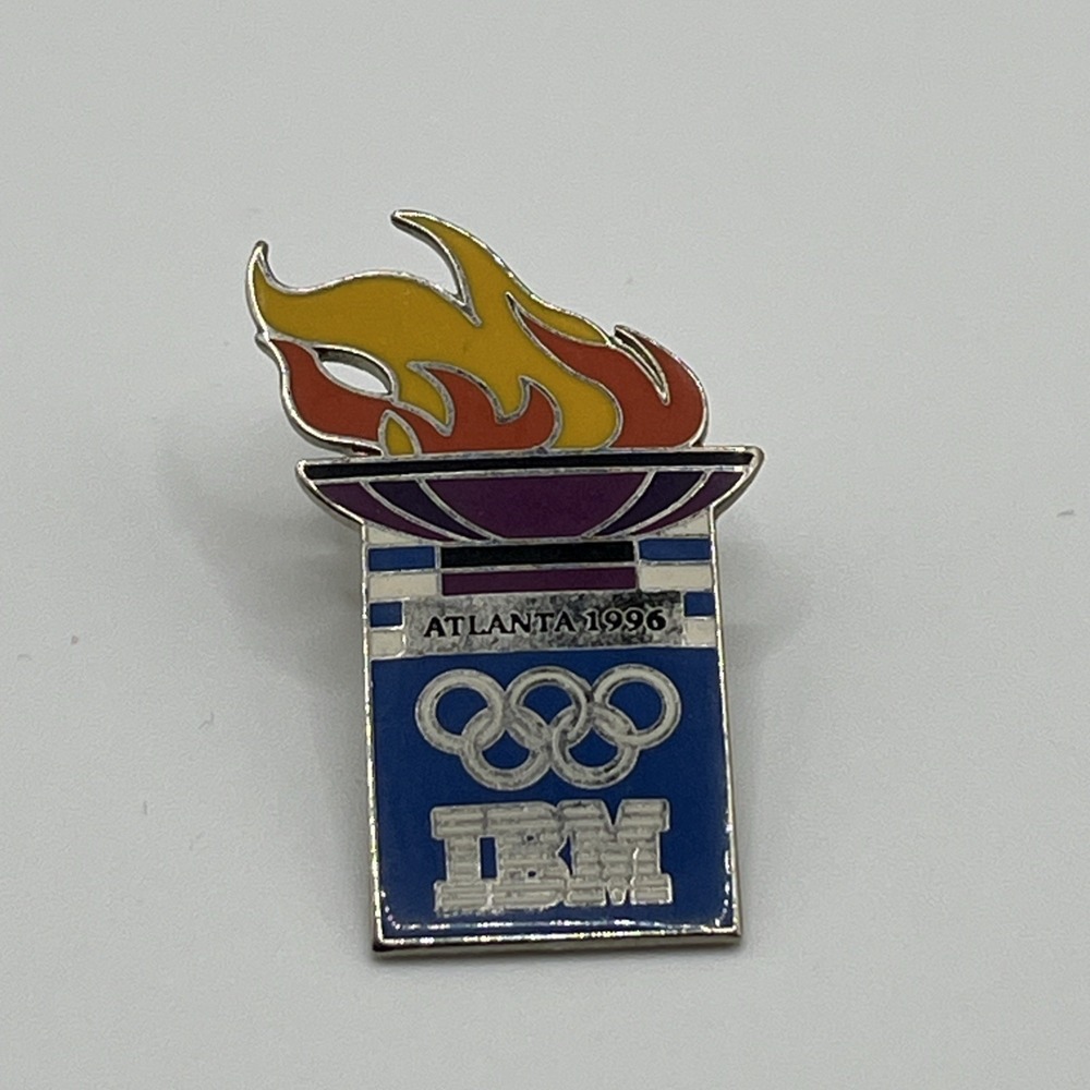 1996 Atlanta Summer Olympics IBM Sponsor Olympic Torch Lapel Hat Pin